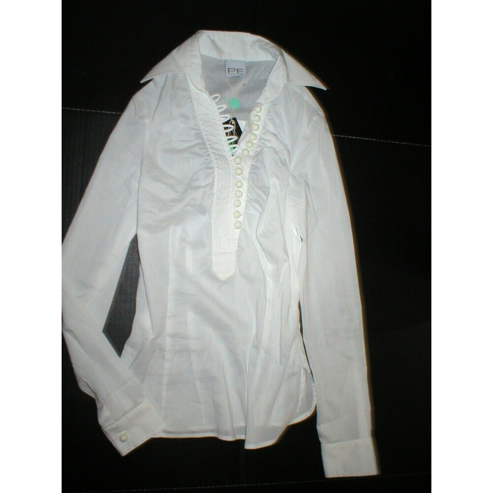 New Womens NWT Designer PF Paola Frani Top Blouse 6 White Italy 42 Work Buttons